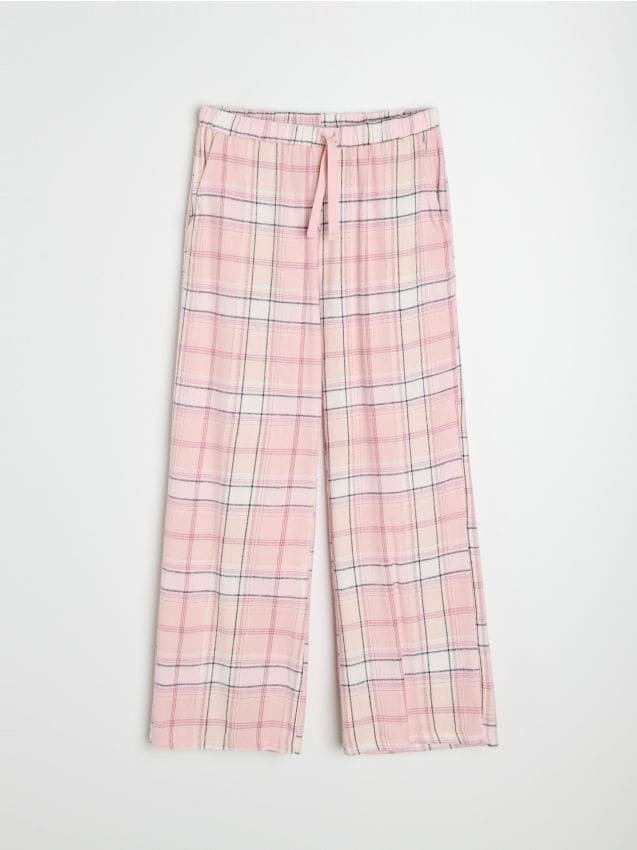 Sinsay - Pantaloni de pijama cu bumbac - roz-pastel