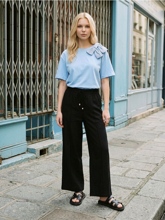 Sinsay - Tricou din bumbac cu fundă decorativă - altele