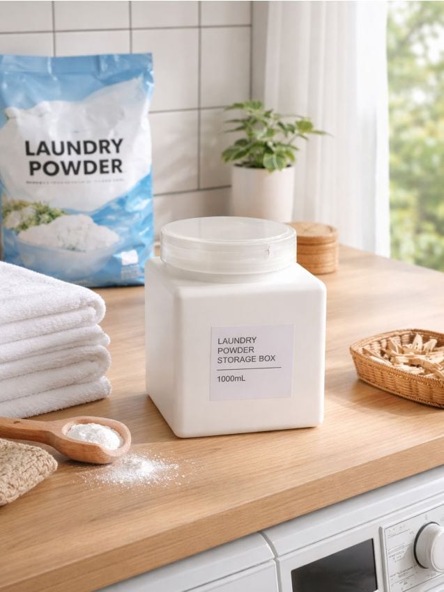 Sinsay - Recipient pentru detergent pudră cu capac - alb