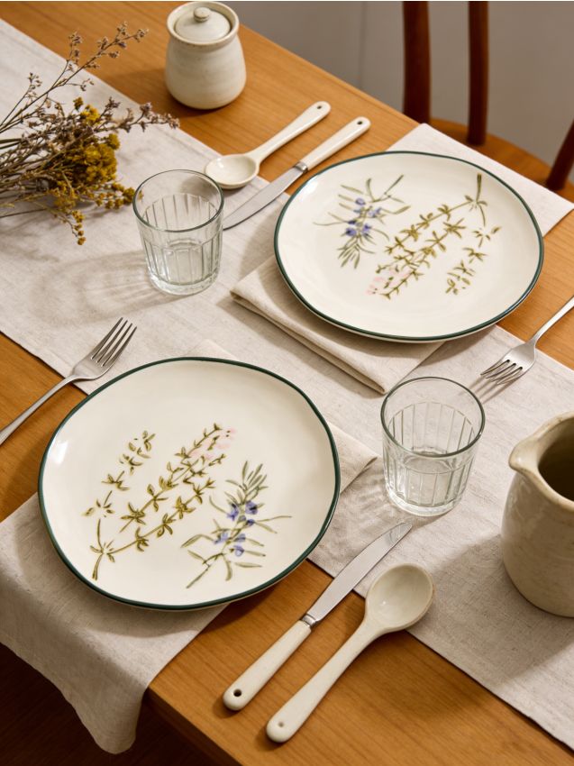 Sinsay - Farfurii ceramice pictate manual cu efect de glazură crăpată, set de 2 - multicolor