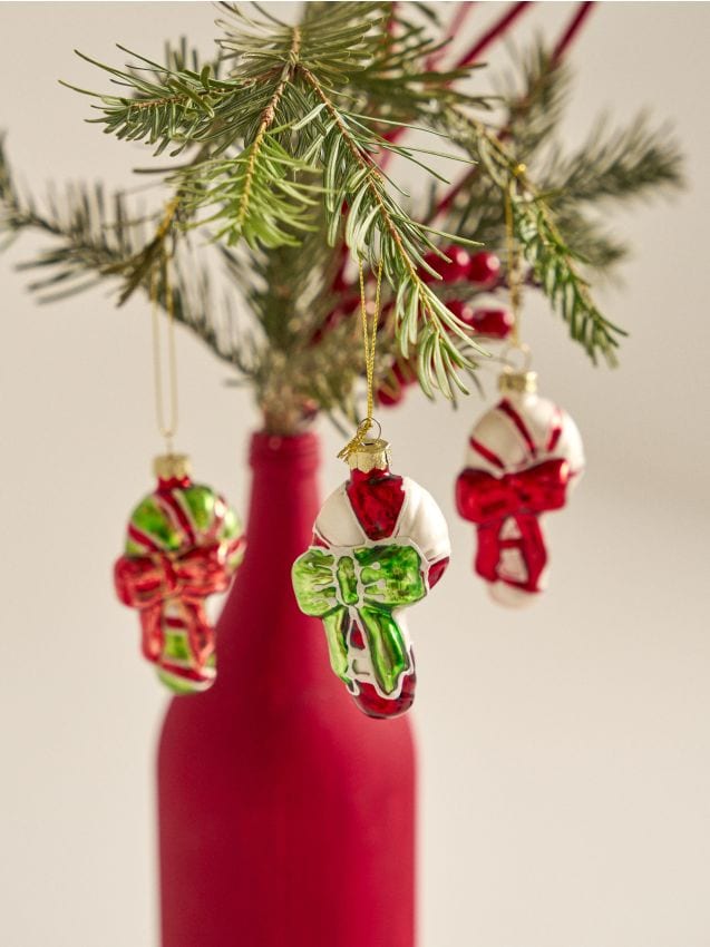 Sinsay - Sklenené ozdoby v tvare cukrových paličiek 3 pack - viacfarebná