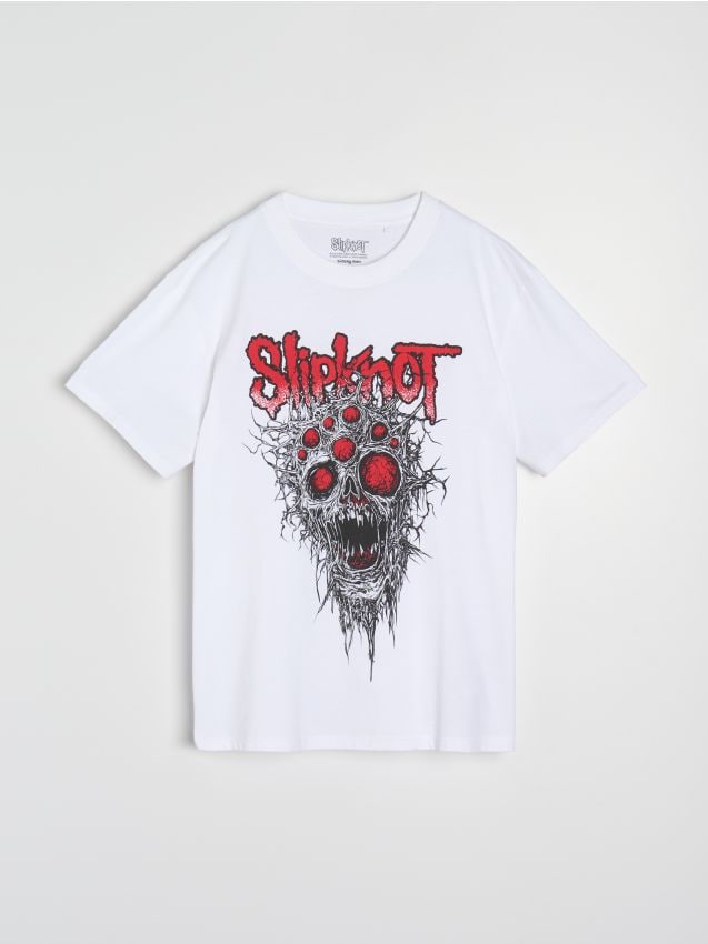 Sinsay - Tricou din bumbac cu imprimeu Slipkhot - alb