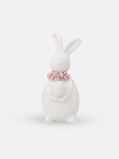 Великодня керамічна фігурка зайця з намистом