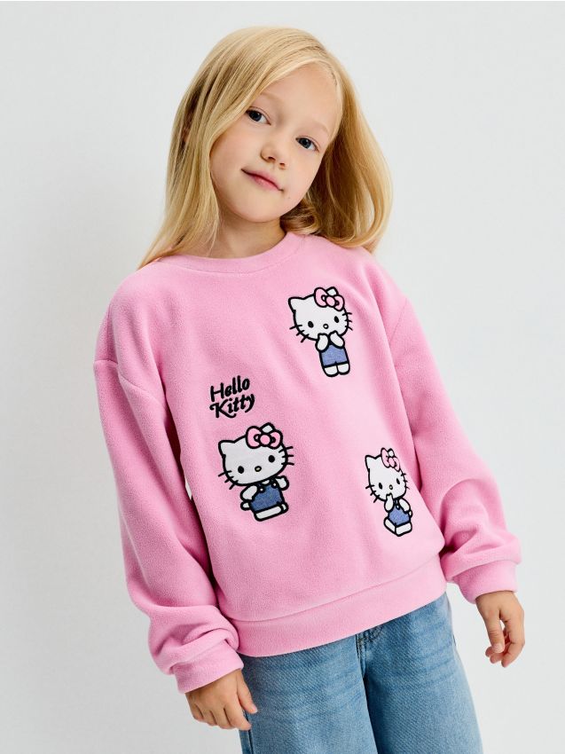 Sinsay - Bluză crewneck cu imprimeu Hello Kitty - roz
