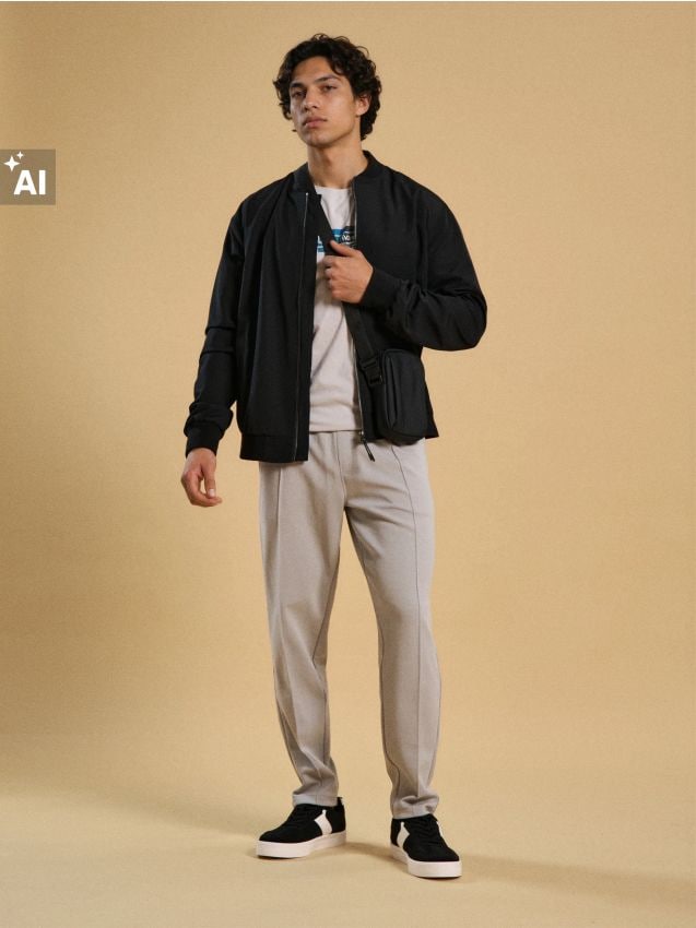 Sinsay - Pantaloni tapered fit - gri deschis