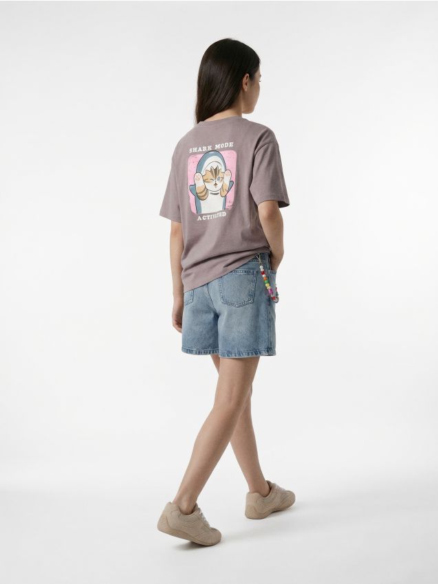 Sinsay - Tricou din bumbac cu imprimeu Mofusand - gri-închis