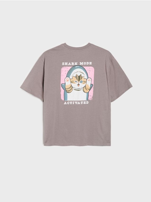 Sinsay - Tricou din bumbac cu imprimeu Mofusand - gri-închis