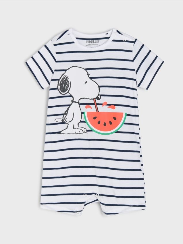 Sinsay - Salopetă din bumbac cu imprimeu Snoopy Peanuts - alb