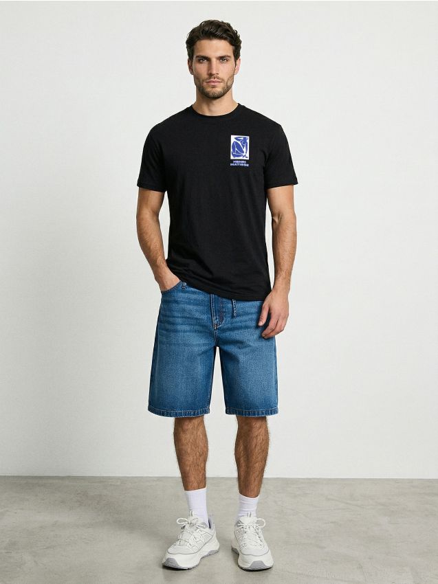Sinsay - Tricou din bumbac cu inscripție Henri Matisse - negru