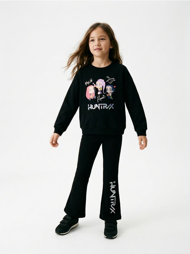 Sinsay - Bluză crewneck cu imprimeu K-Pop Demon Hunters - negru