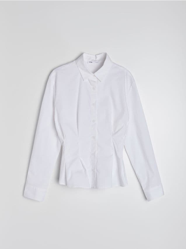 Sinsay - Cămașă slim fit din bumbac - alb