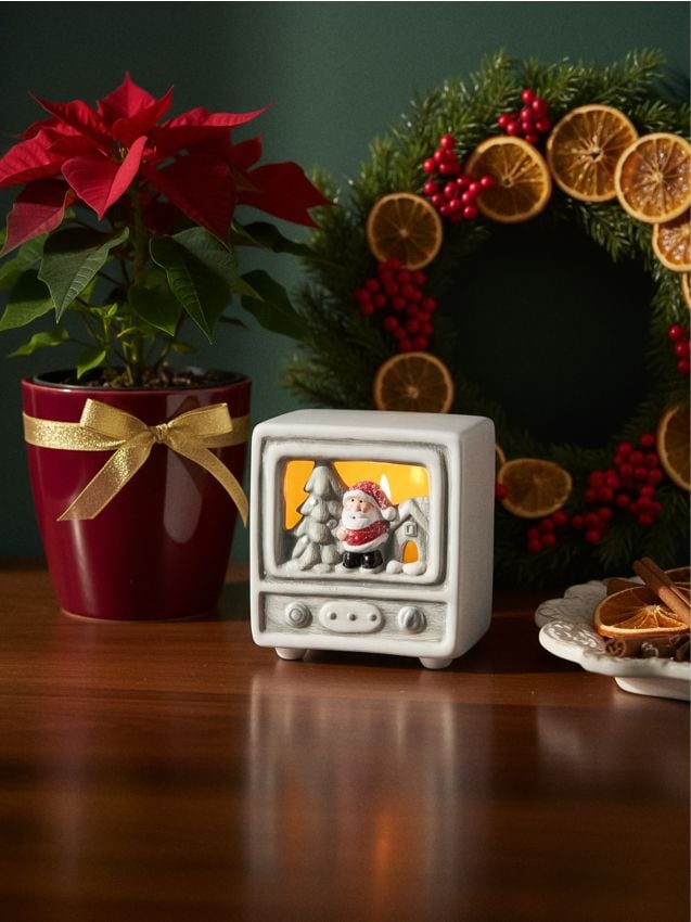 Sinsay - Vianočná lampa v tvare televízora so Santa Clausom - červená