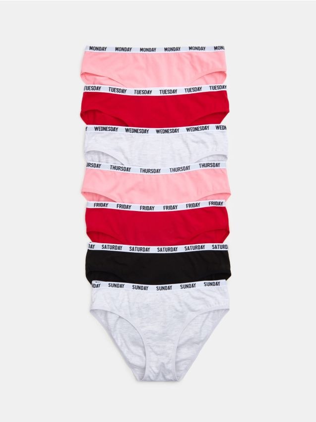 Sinsay - Bawełniane majtki figi 7 pack - wielobarwny