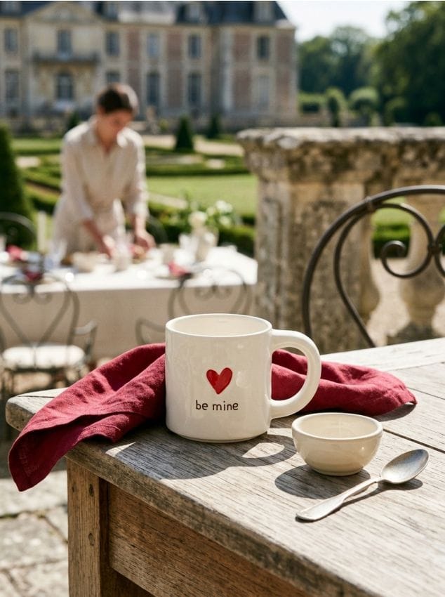 Sinsay - Cană cu inscripția be mine și motiv de inimă - alb