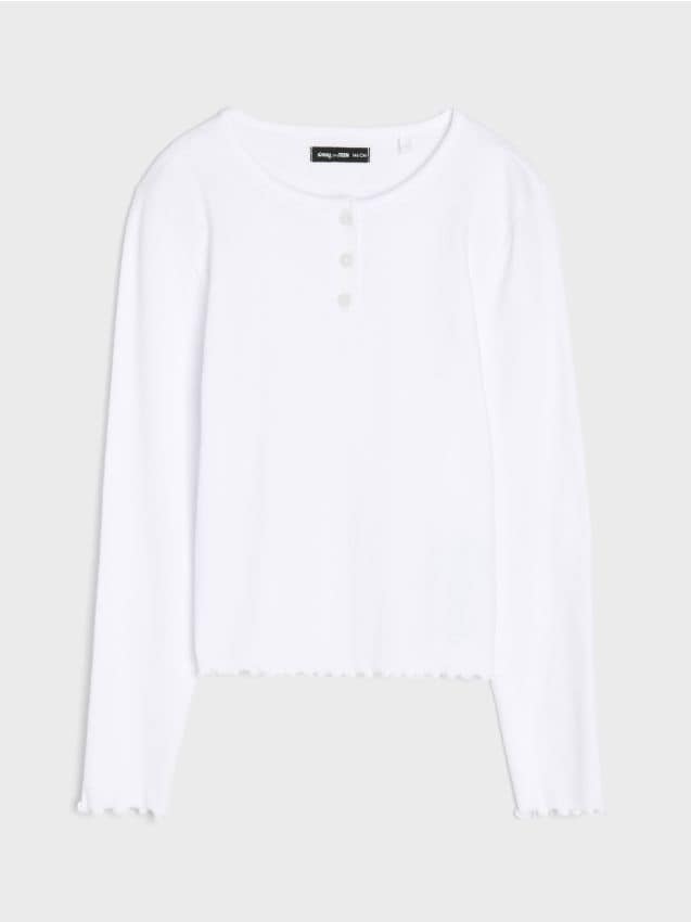 Sinsay - Bluza striată cu nasturi - alb