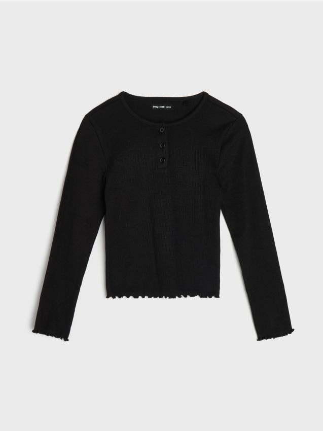 Sinsay - Bluza striată cu nasturi - negru