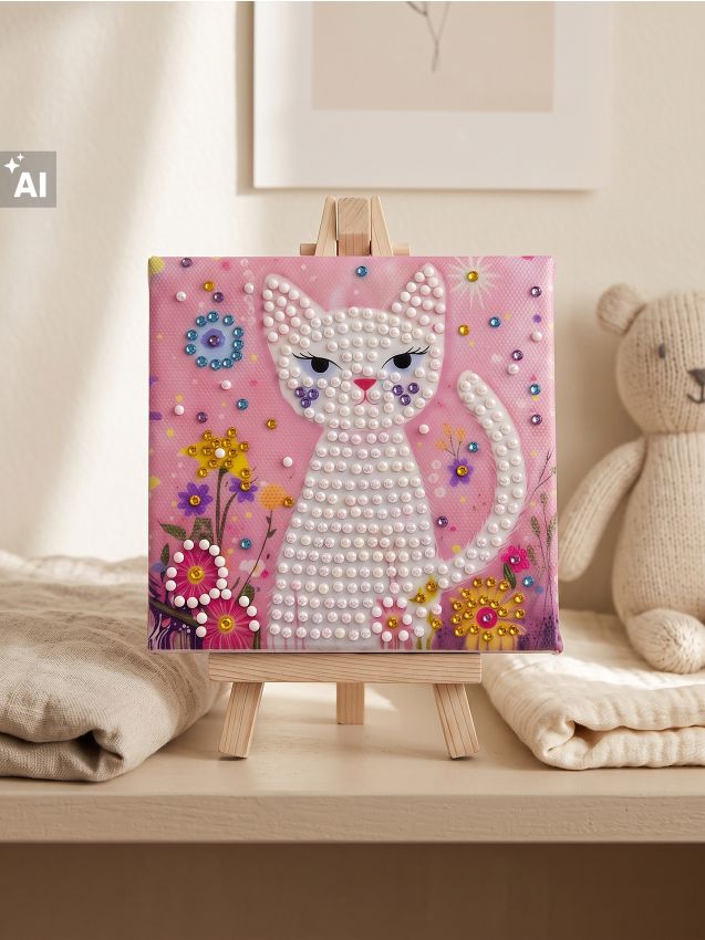 Sinsay - Set creativ pentru decorarea unei imagini cu pisică folosind cristale - multicolor