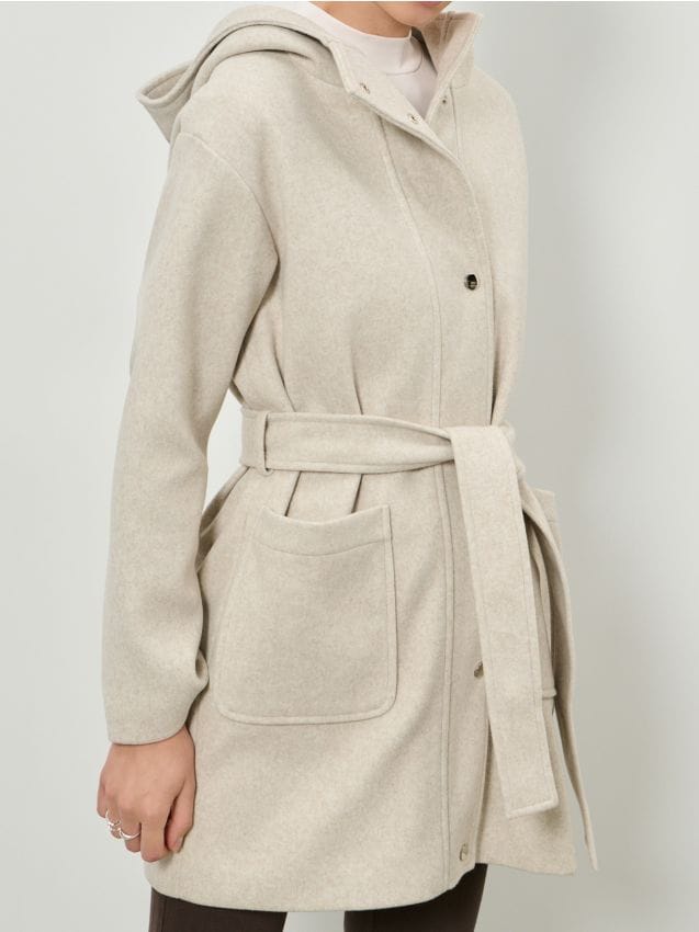 Sinsay - Kabát s kapucňou so zapínaním na cvoky - telová