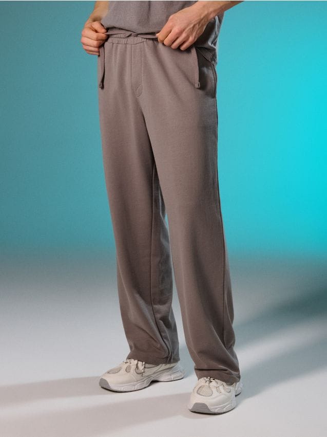 Sinsay - Pantaloni de trening cu crac larg - gri-neutru