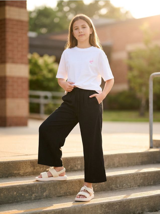 Sinsay - Pantaloni oversize din vâscoză cu amestec de in - negru