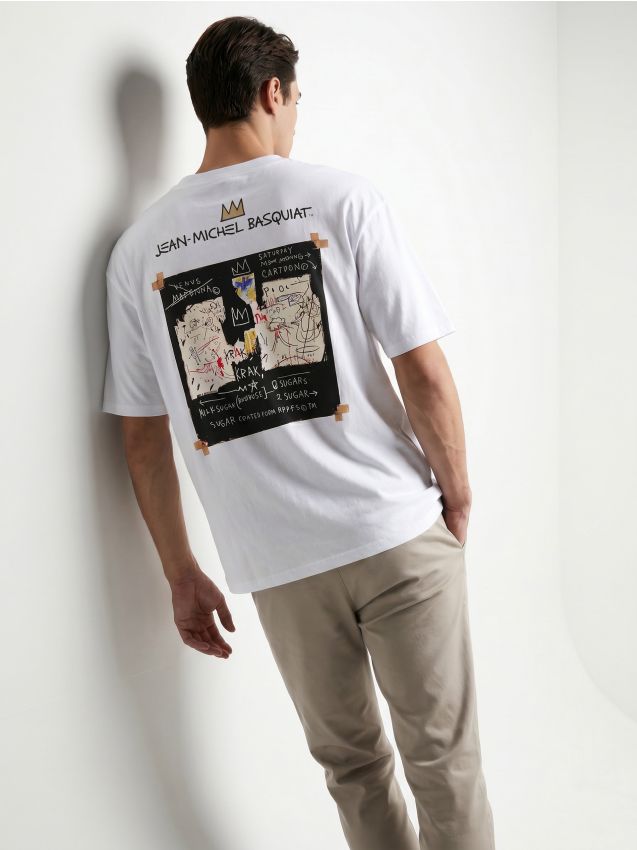 T-shirt in cotone con stampa Basquiat - bianco