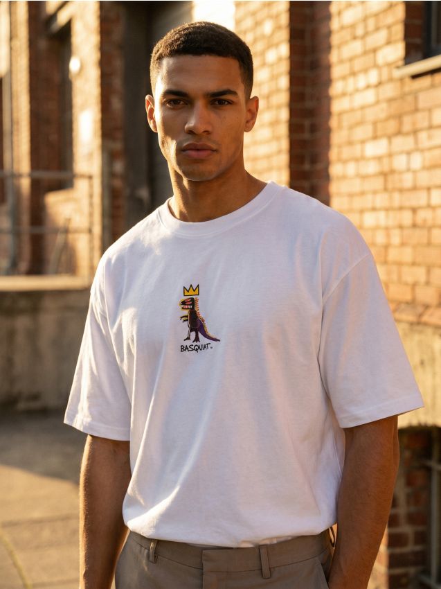 Sinsay - Tricou din bumbac cu imprimeu Basquiat - alb