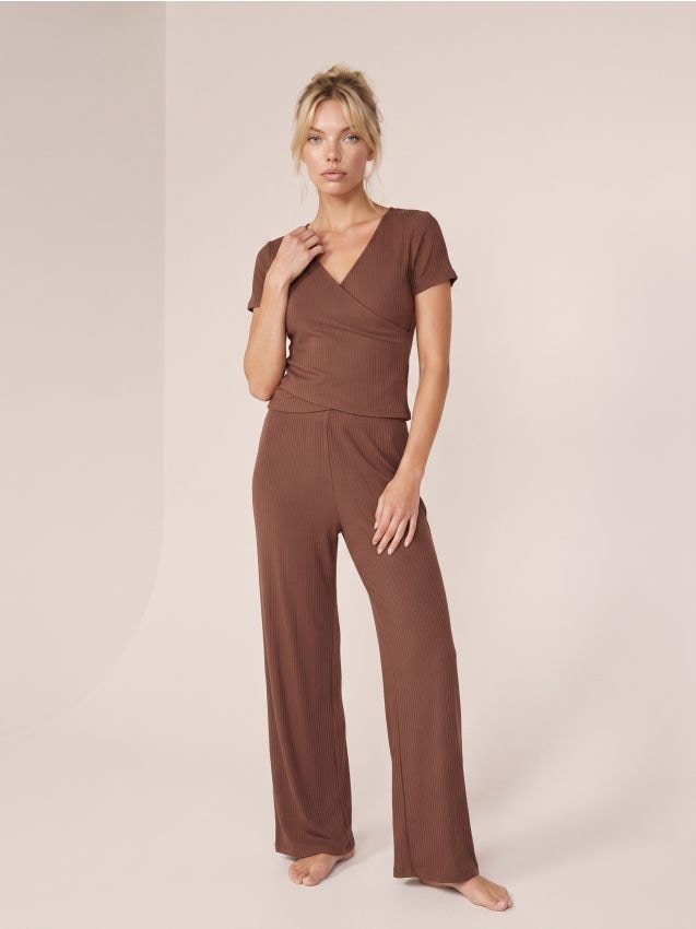 Sinsay - Pijama din două piese cu modal - maro