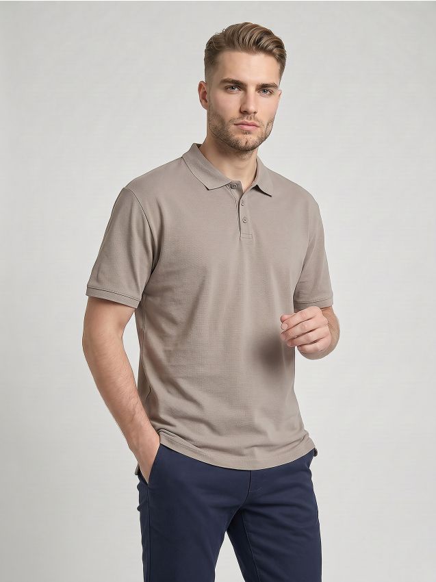 Sinsay - Tricou polo din bumbac - bej