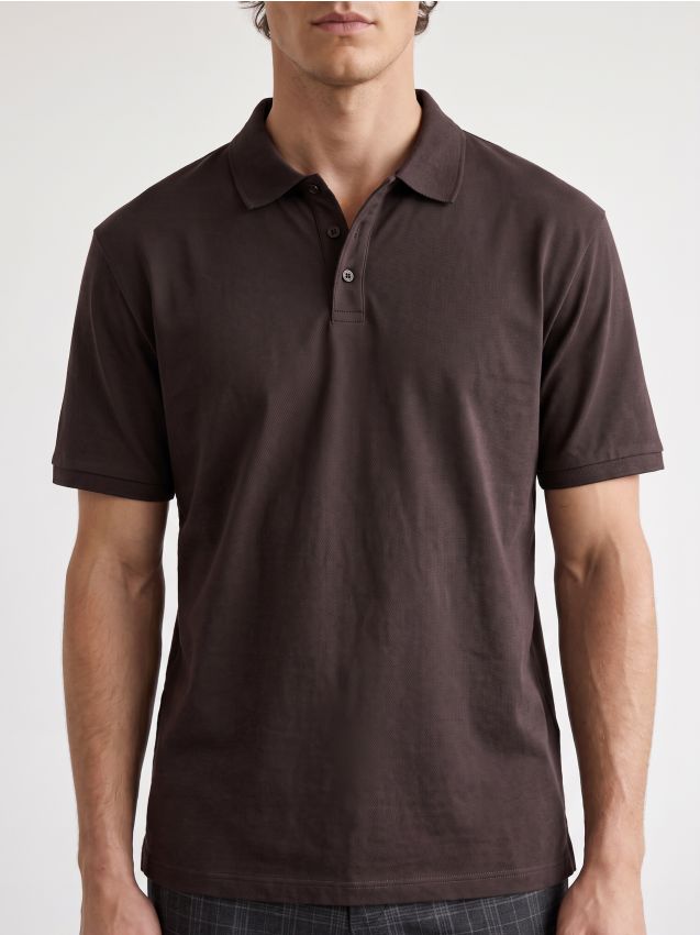 Sinsay - Tricou polo din bumbac - cacao-cu-lapte