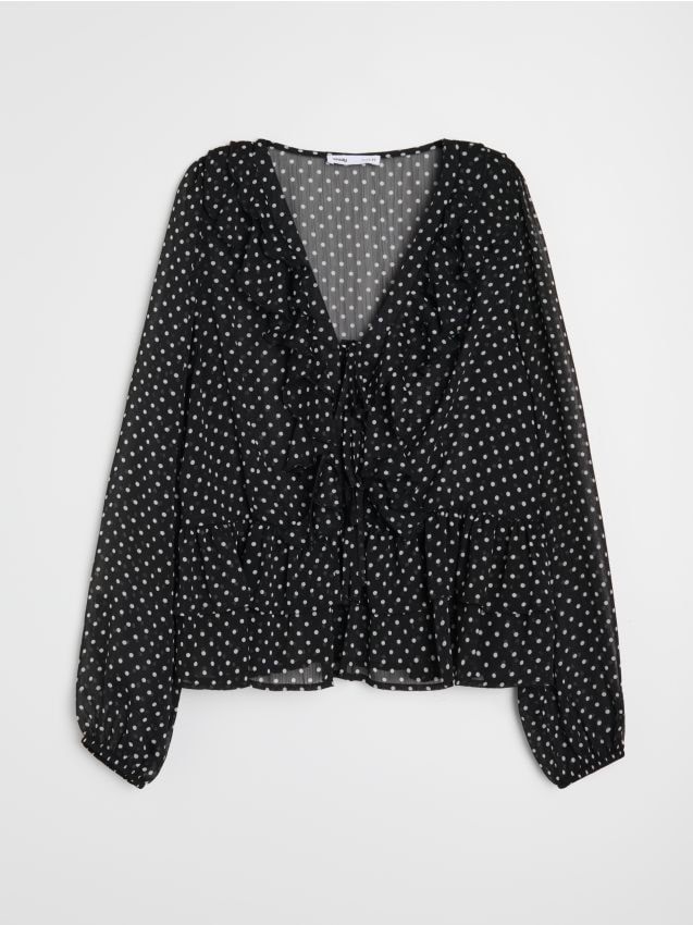 Blusa a pois con volant - multicolor