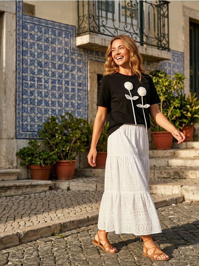 Sinsay - Tricou din bumbac cu aplicație 3D - negru