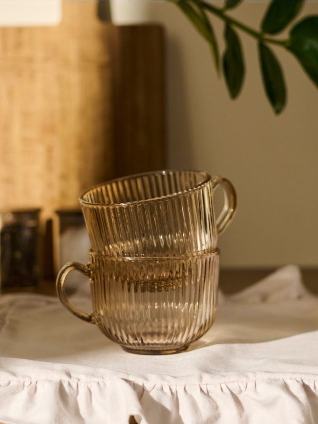 Sinsay - Rýhované hrnčeky 4 pack - jantárová