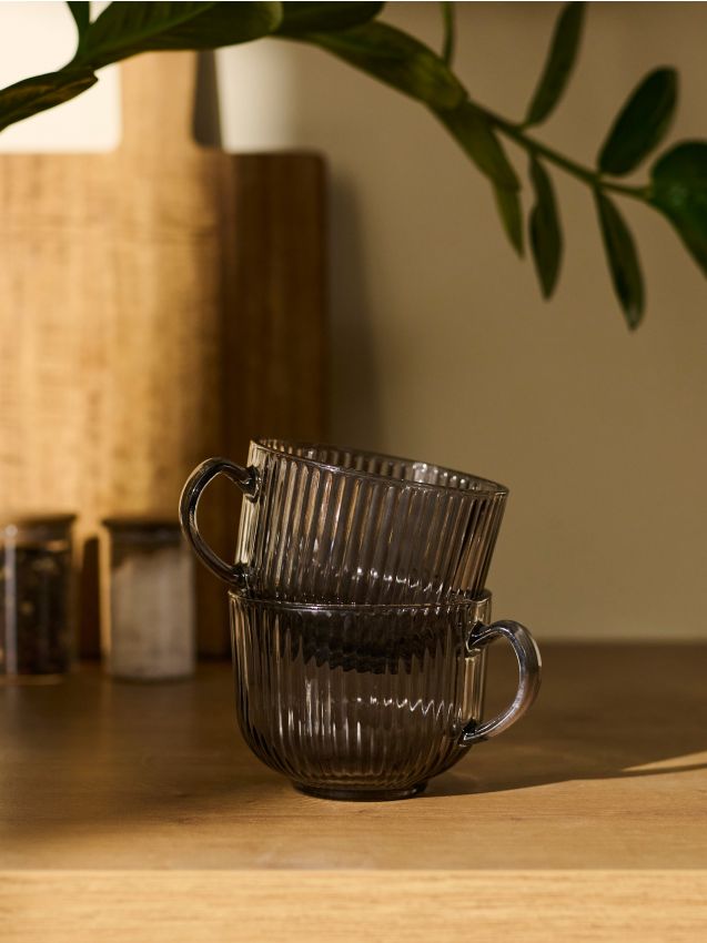 Sinsay - Rýhované hrnčeky 4 pack - tmavosivá