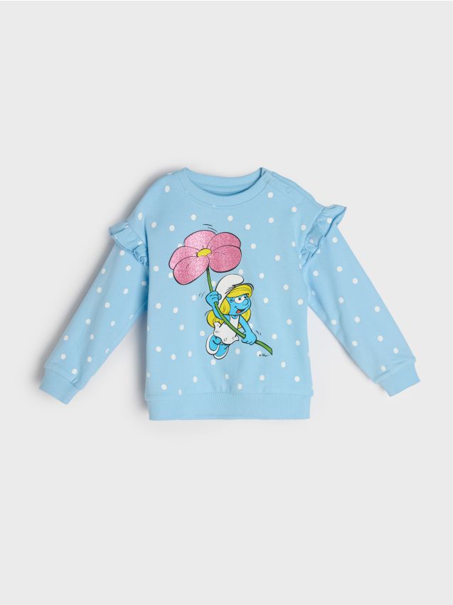 Sinsay - Hanorac crewneck The Smurfs - light blue