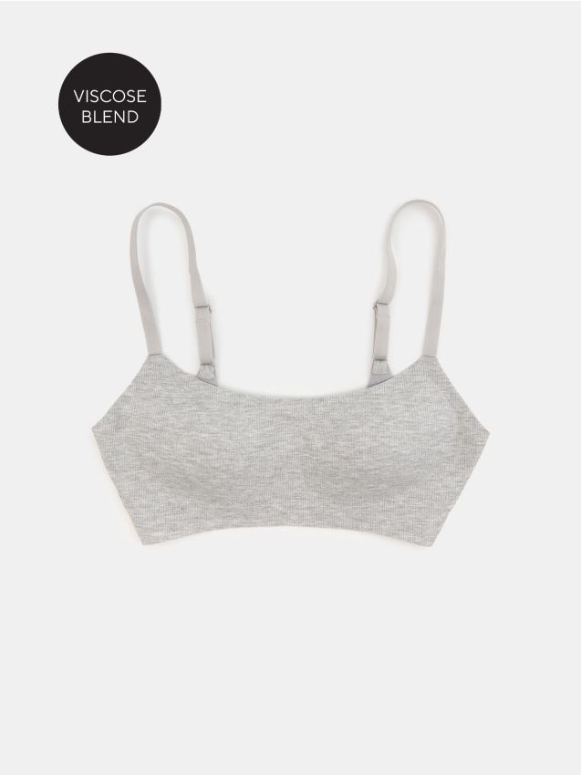 Sinsay - Wiskozowy usztywniany biustonosz typu top - szary