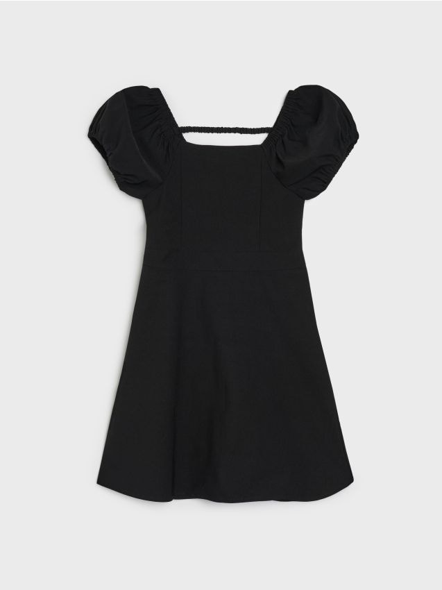 Sinsay - Rochie cu mâneci bufante - negru