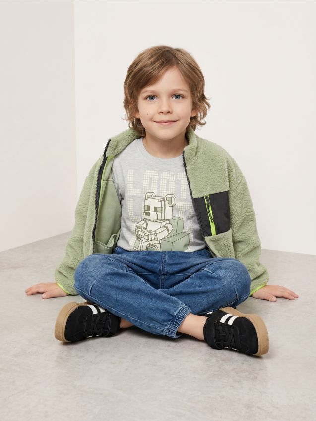 Sinsay - Bluză sherpa loose fit - verde-oliv deschis