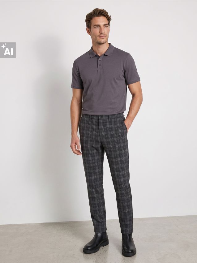 Sinsay - Tricou polo din bumbac - violet