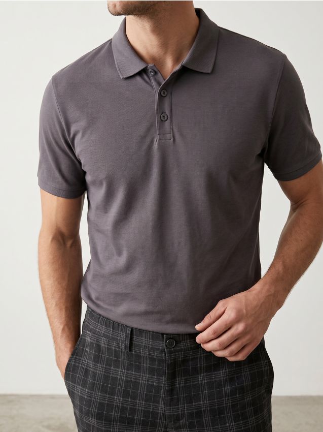 Sinsay - Tricou polo din bumbac - violet
