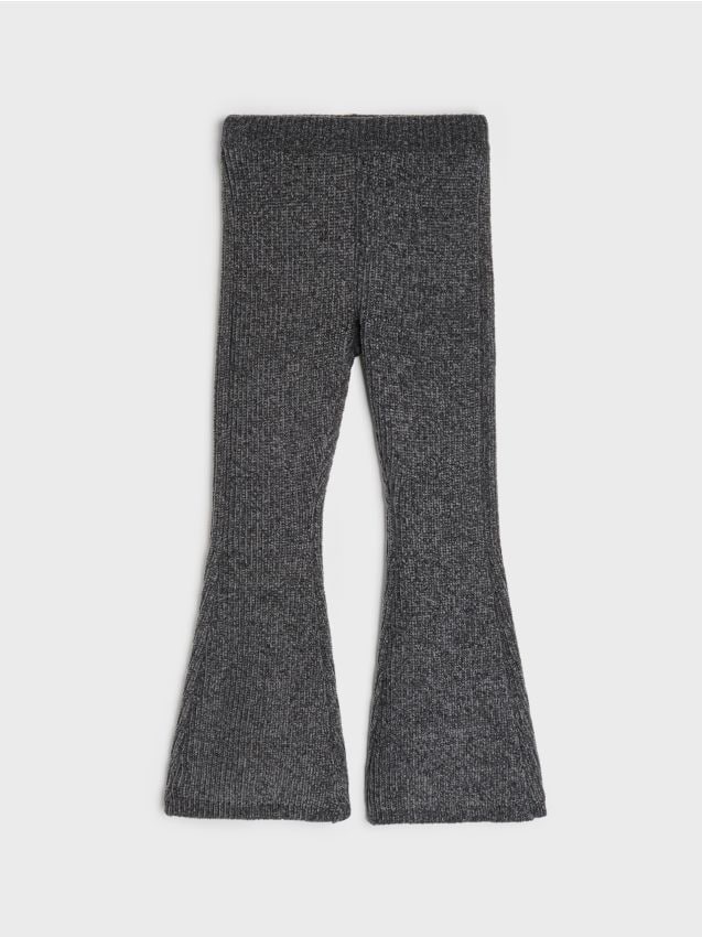 Sinsay - Pantaloni flare din tricot chenille - negru-antracit