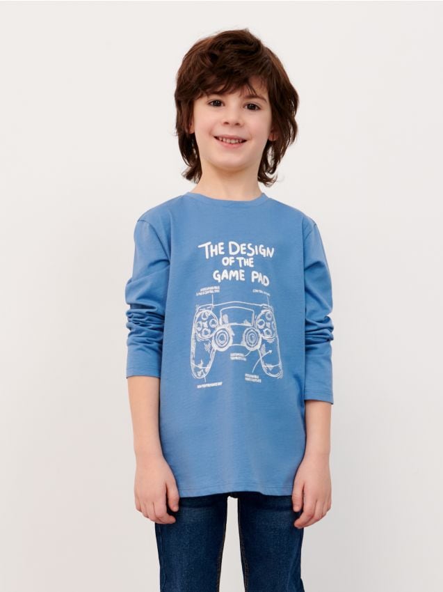 T-shirt with print Color light blue - SINSAY - 2223O-50X
