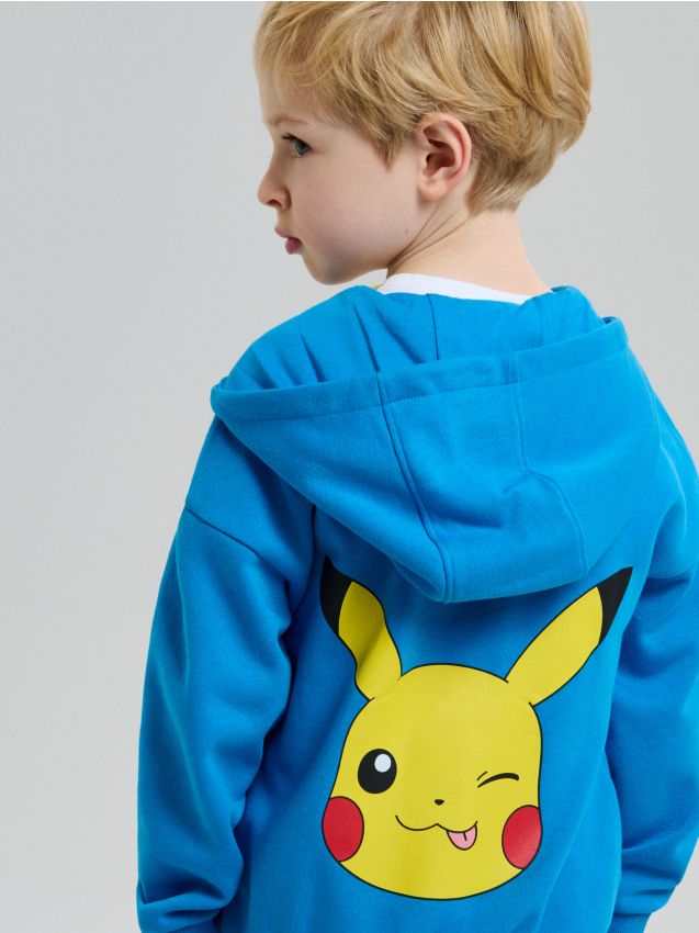 Sinsay - Bluză cu inscripție la spate Pokemon - albastru