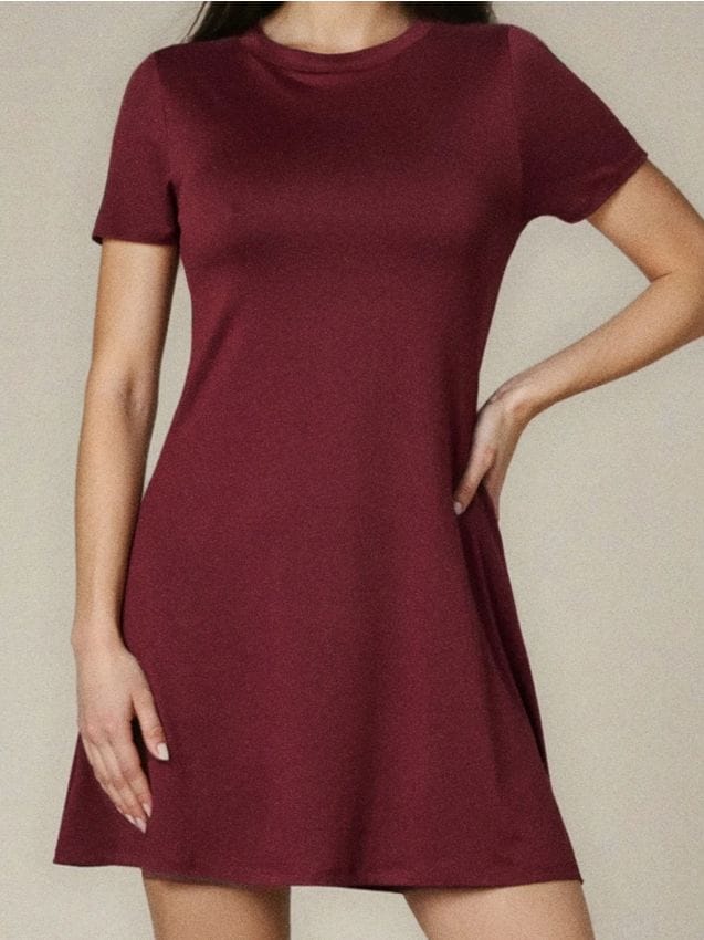 Sinsay - Pletené mini šaty - burgundská červená