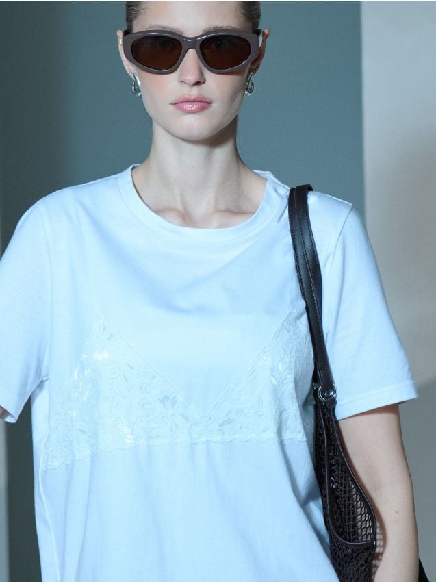 Sinsay - Tricou din bumbac - alb