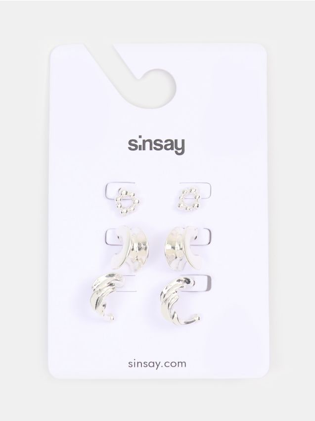 Sinsay - Set de 3 perechi de cercei - argintiu