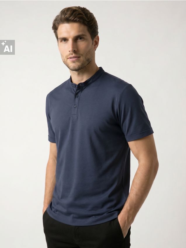 Sinsay - Tricou polo din bumbac - Gri-albăstrui