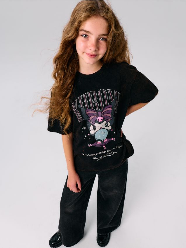 Sinsay - Tricou din bumbac cu mânecă scurtă Kuromi - maro-închis