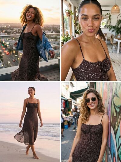 Midi-kleit õlapaelte ja dekoratiivse kaelusega