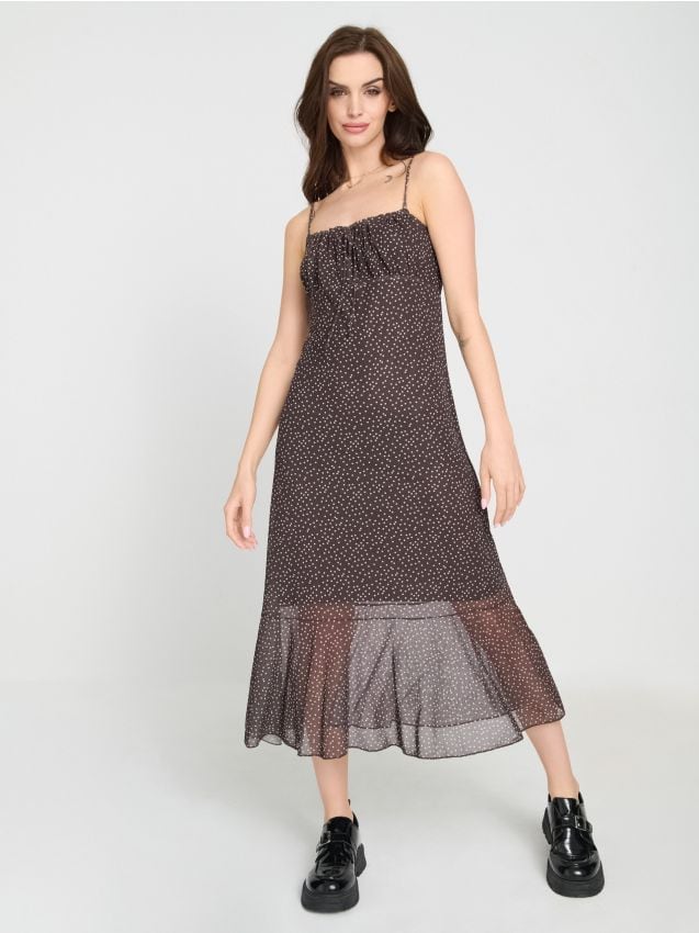 Rochie midi cu bretele și decolteu decorativ - SINSAY