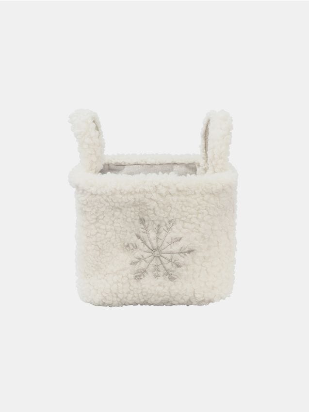 Sinsay - Vianočný úložný kôš s ušami a motívom snehovej vločky - krémová